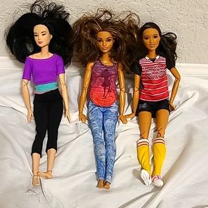 3 Barbie dolls